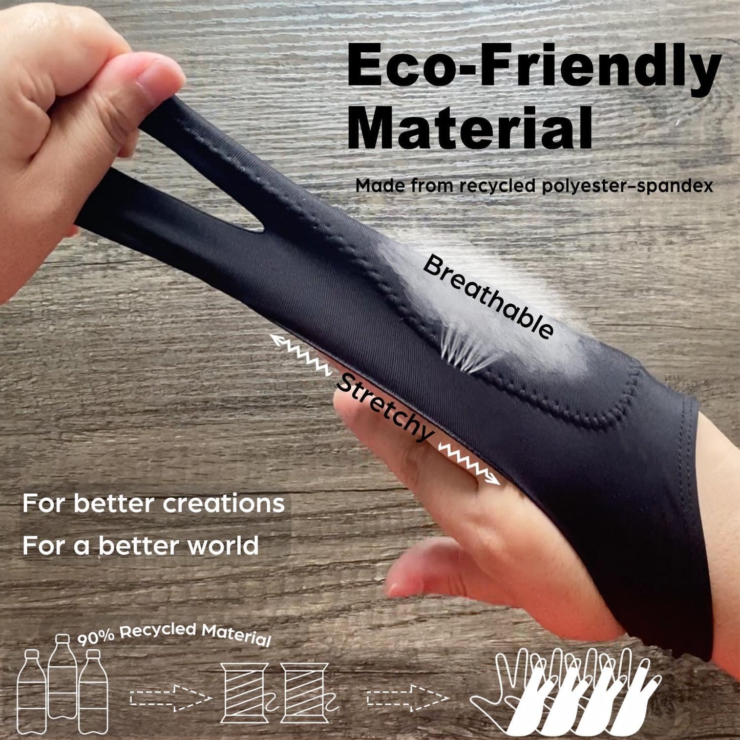 Drawing Glove, Artist Glove for Drawing Tablet, iPad, Digital Art Creation - Palm Rejection, Exposed Fingertip, Suitable for Left and Right Hand - XS, Pack of 2