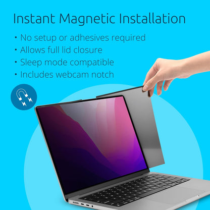 Kensington MP16 Magnetic MacBook Pro Privacy Screen for 16 inch MacBook Pro (2021-2024, M1, M2, M3, M4, Pro, Max), Removable Laptop Privacy Screen, Anti Glare Blue Light MacBook Mac Screen Protector