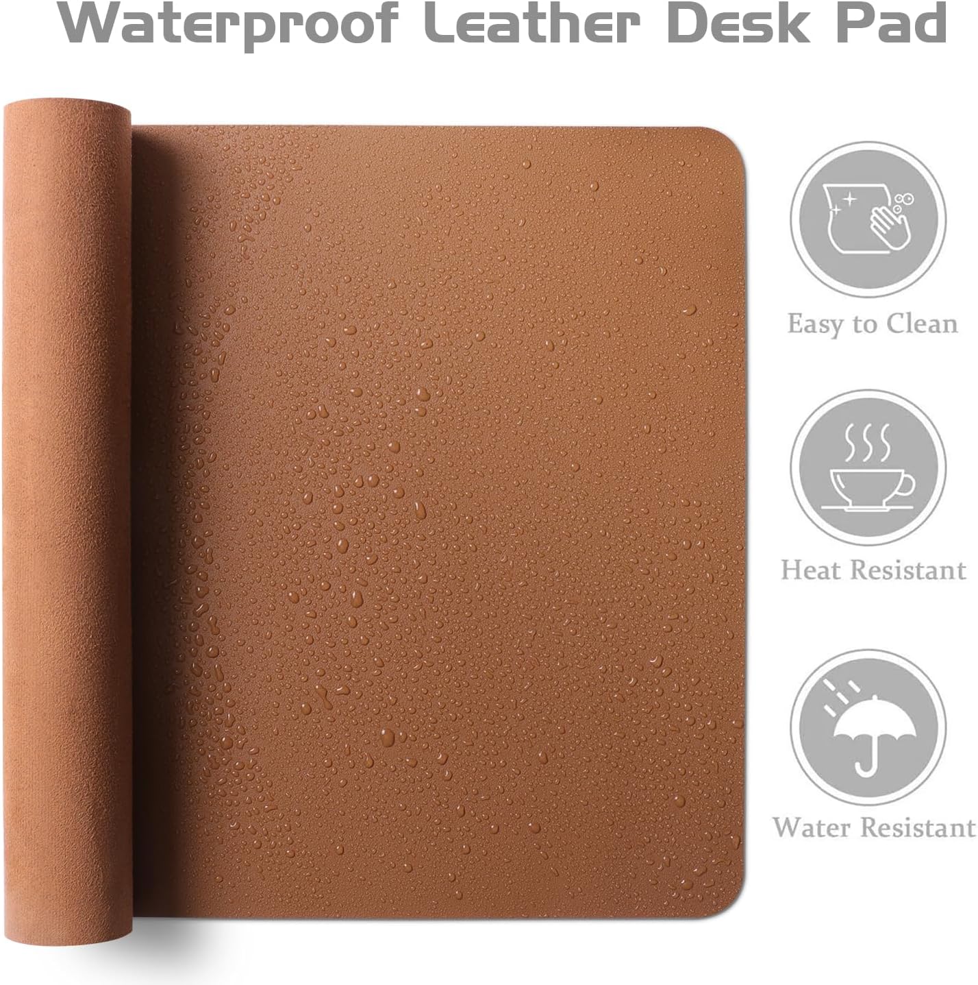 Aothia Leather Desk Pad Protector, Office Mat, Large Mouse Pad, Laptop Desk Pad, Non-Slip PU Leather Blotter, Waterproof Writing Pad for Office and Home (Brown, 47" x 17")