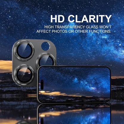 Choiche Compatible for iPhone 16 Pro/iPhone 16 Pro Max Camera Lens Protector, Bling Camera Cover with 9H Tempered Glass Lens Screen Protector Metal Ring Decoration Accessories(Black)