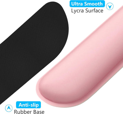Dapesuom Enlarge Keyboard Wrist Rest, Memory Foam Keyboard Wrist Cushion for Computer Desk Mats Support, Typing Pain Relief Ergonomic Mouse Pad Rests with Non-Slip Base for Gaming, Laptop, Rose Pink