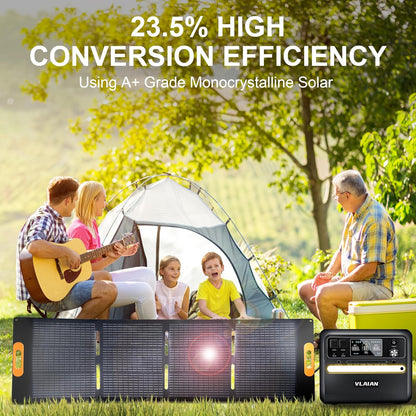 200W Portable Solar Panel for Power Station Generator,200 Watt Foldable Solar Panel Charger with MC4 Output,3-in-1 DC Connector,23.5% High Efficiency for Outdoor Camping RV Travel(200W)