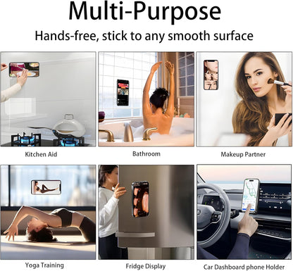 Silicone Double-Sided Suction Phone Case Detachable Mount, Car Dashboard Holder, Hands-Free Sticky Grip Phone Accessories for Selfies & Videos, - iphone & Android Compatible (3.74"x2.2", Transparent)