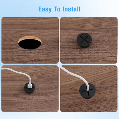 Desk Grommet, 1 in 25 mm Silicone Rubber Grommets, White Desk Hole Cover for Cables, Flexible Wall Cord Pass Through Grommet for Office Table Computer Home Furniture Wire Organizer-8 Pcs