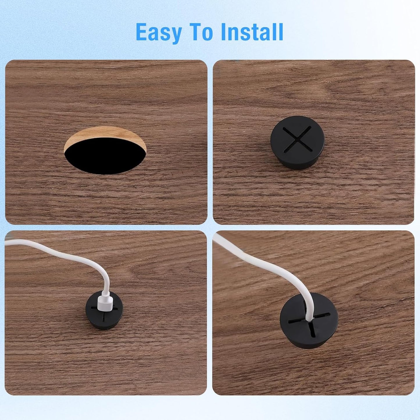 Desk Grommet, 3/4 in 20 mm Silicone Rubber Grommets, Yellow Desk Hole Cover for Cables, Flexible Wall Cord Pass Through Grommet for Office Table Computer Home Furniture Wire Organizer-8 Pcs