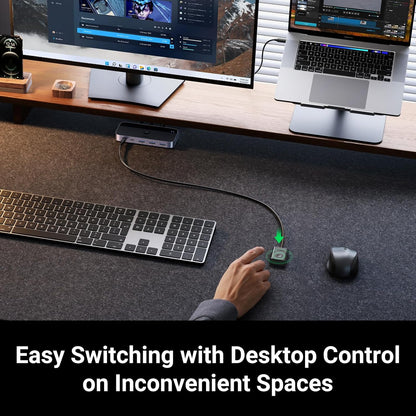UGREEN USB 3.0 Switch 2 Computers Sharing USB C & A Devices, 4 Port USB Switcher Sharing Keyboard and Mouse, Printer/Scanner USB Switch Hub for Two Computers with 2 USB3.0 Cables and Controller