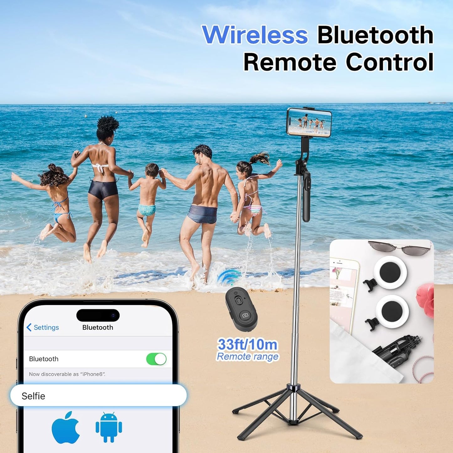 Metal Selfie Stick Tripod for iPhone with Light,70 inch Cellphone Selfiestick with Remote,Phone Tripod Holder for Video Recording,Portable Travel Selfie Stick Compatible with iPhone,Android and Gopro