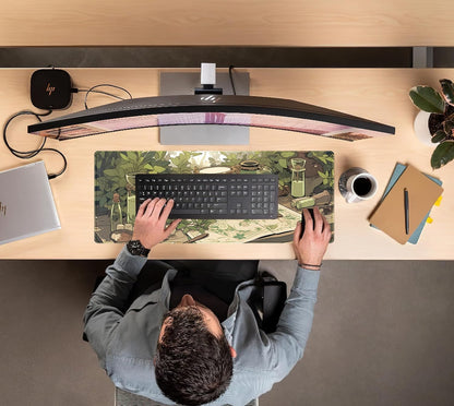 Cute Green Plants Desk Mat Anime Sage Mouse Pad Gaming Desk Pad XL, Kawaii Aesthetic Laptop Computer Keyboard and Mouse Mat, Desktop Decor Accessories Mousepad for Girl Women Office 31.5"x11.8"