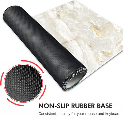 Galdas Large Mouse Pad Marble Pattern XXL XL Large Mouse Pad Mat Long Extended Mousepad Desk Pad Non-Slip Rubber Mice Pads Stitched Edges Thin Pad (31.5x11.8x0.12“)