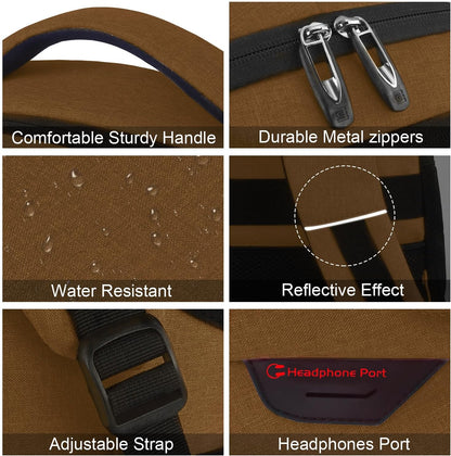 Volher Laptop Backpack,Business Travel Anti Theft Slim Durable Laptops Backpack with USB Charging Port,Water Resistant College Computer Bag for Women & Men Fits 15.6 Inch Laptop and Notebook-Brown