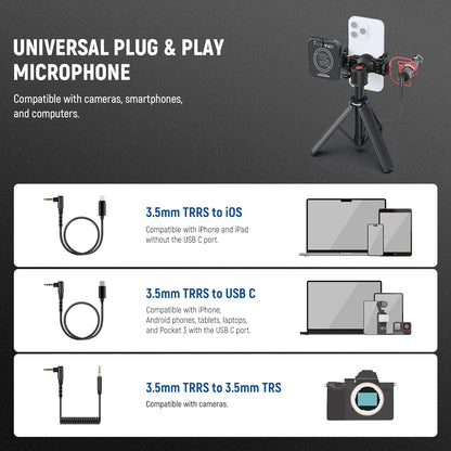 NEEWER Basics PA050 Vlogging Kit for iPhone Android Phone for YouTube TikTok Streaming Video Recording, Selfie Stick Tripod + Microphone + LED Fill Light, Youtuber Starter Content Creator Essentials