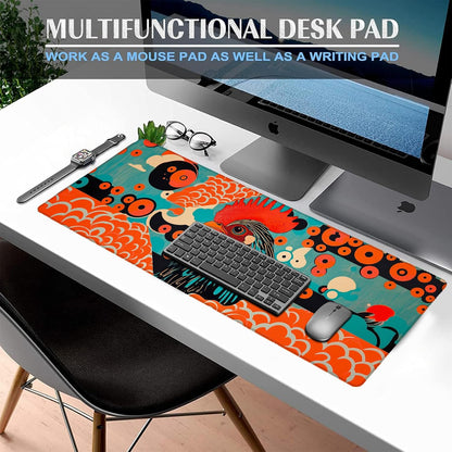 Art Rooster Gaming Mouse Pad, Large Office Desk Mat, Anti-Slip Rubber Base Mousepad for Computer Laptop Keyboard, Smooth Desk Pad for Home Office Gamer Work Accessories 31.5" x 11.8"