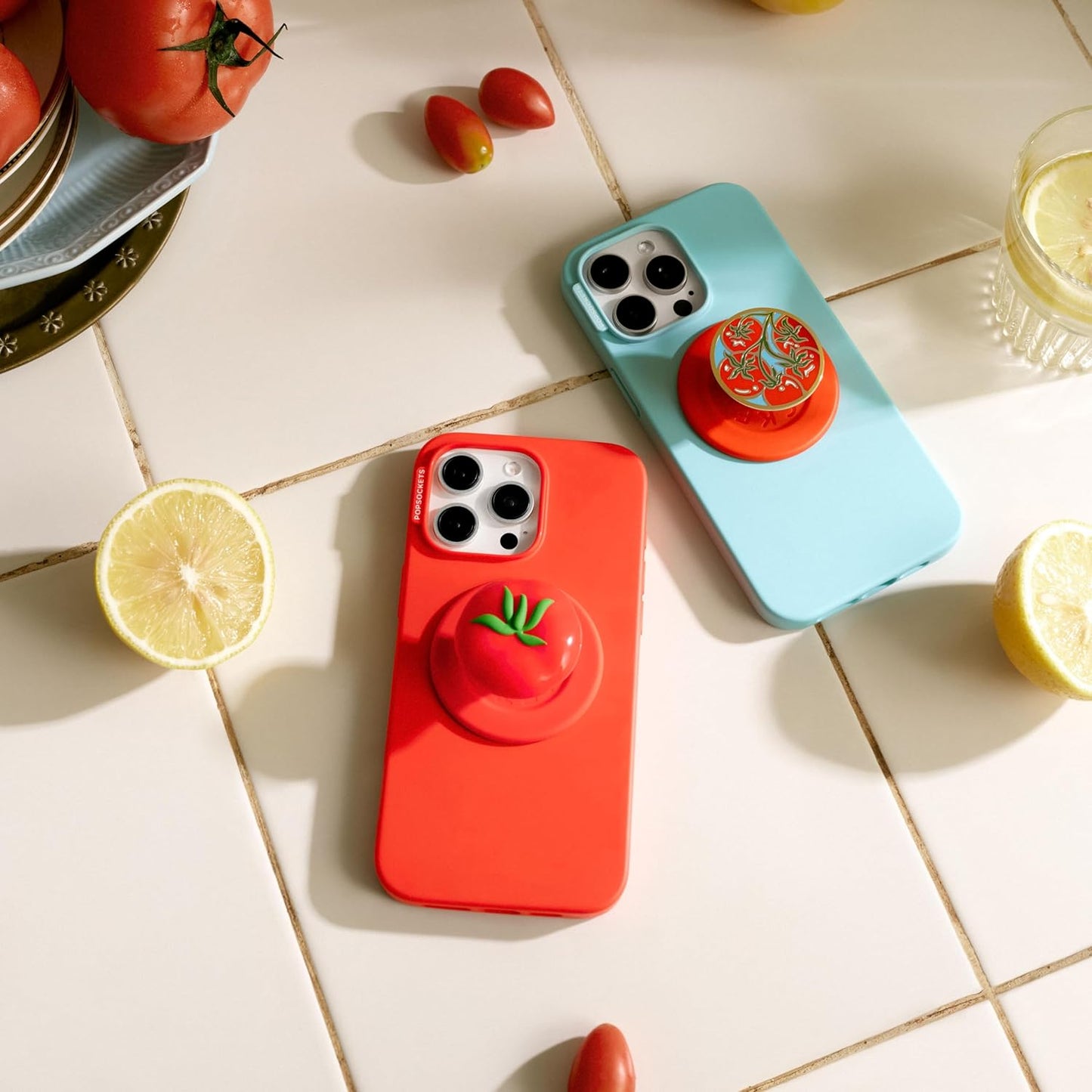 PopSockets Phone Grip for MagSafe with Kickstand, Magnetic Stand, Swappable Top, Secure Hold for iPhone MagSafe Cases, Phone & Tablet Grip - Enamel Tomato Rosso