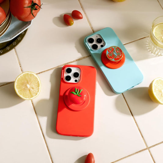 PopSockets Phone Grip for MagSafe with Kickstand, Magnetic Stand, Swappable Top, Secure Hold for iPhone MagSafe Cases, Phone & Tablet Grip - Enamel Tomato Rosso