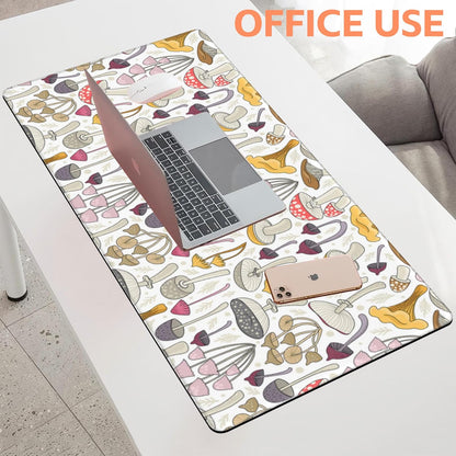 Mouse Pad Large Colorful Mushrooms Non-Slip Gaming Desk Mat with Stitched Edge Laptop Keyboard Desk Pad for Work Home Gaming (35.4 x 15.7 Inches)