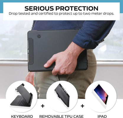 QUARK Keyboard Case for iPad Pro 9.7 inch 6th Gen / 5th Gen, 360° Rotatable Wireless Keyboard Case for iPad Air 2 & Air 1 with Multi-Touch Trackpad, Thin & Light, 7 Color Backlit (Black)