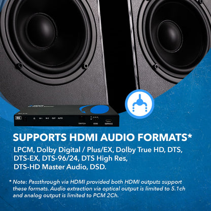 OREI 8K HDMI 2.1 Switch 4K@120hz Switcher 2 in 1 Out, with Audio Extraction 48Gbps Bandwidth, Ideal for Gaming and Streaming (BK-21A)