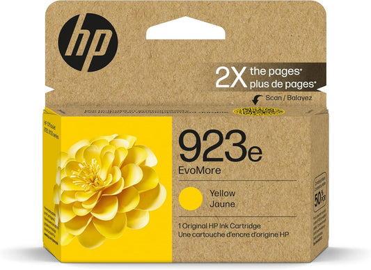 HP 923e EvoMore High Yield Yellow Ink Cartridge | Works OfficeJet 8120 Series, OfficeJet Pro 8130 Series | Carbon Neutral | 4K0T6LN
