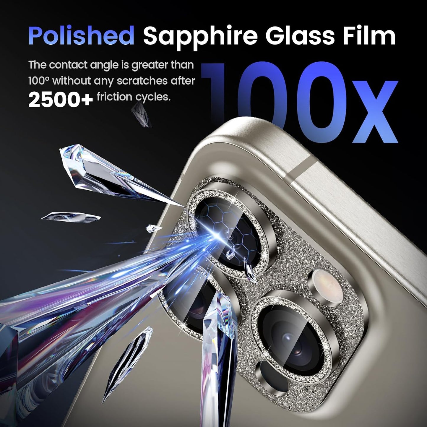 Tensea for iPhone 16 Pro/iPhone 16 Pro Max/iPhone 15 Pro/iPhone 15 Pro Max Camera Lens Protector, Metal Aluminum Alloy Tempered Glass Cover Camera Screen Protector Accessories, Case Friendly