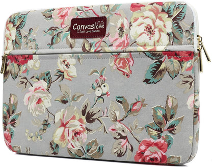 Canvaslove Grey Rose Laptop Sleeve Case Bag with Pocket for MacBook Air 13 inch,iPad Pro 13 inch and 13.3 inch-13.5 inch Laptops