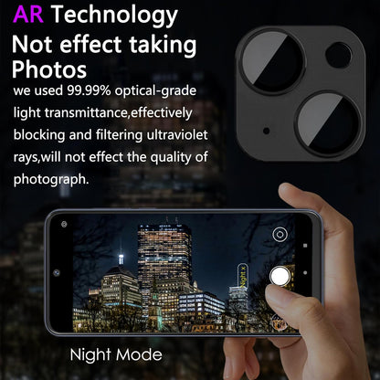 2 Pack Camera Lens Protector for iPhone 15 / iPhone 15 Plus,[Not Easy to Breakn ] AR Tempered Glass Strong Adsorption Metal Camera Cover Screen-black