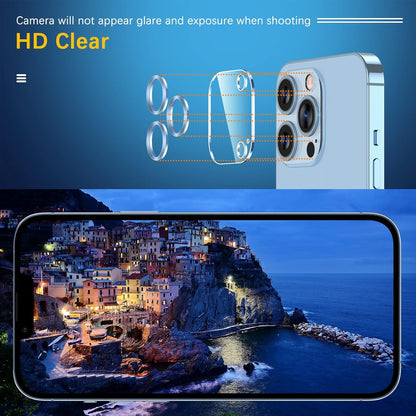 UniqueMe [3 Pack] Camera Lens Protector Compatible with iPhone 13 Pro 6.1" / 13 Pro Max 6.7" Tempered Glass,[Case Friendly][New version][Scratch-Resistant][Easy Installation] -Sierra Blue