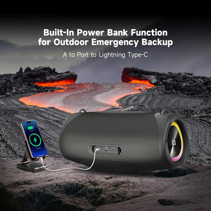 Portable Bluetooth Speaker,IPX7 Waterproof 80W Loud Stereo Sound Wireless Outdoor Speaker for Pool,Shower,Camping Bike Use,8H Playtime