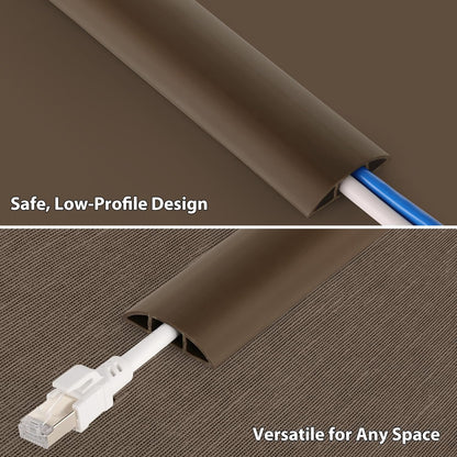 ZhiYo 10ft Cord Covers for Wires on Floor, Cord Hider Floor Hide Extension Cords, Soft PVC Cable Cover Cable Protector, Wire Cavity W0.62in H0.31in, Vintage Coffee