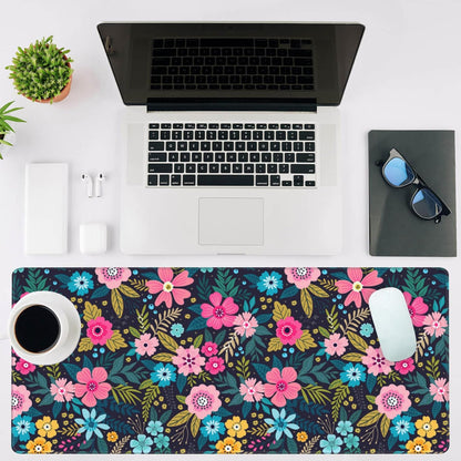 Mouse Pad Large Bright Colorful Flowers Non-Slip Game Desk Mat with Stitched Edge Laptop Keyboard Desk Pad for Work Home Gaming (35.4 x 15.7 Inches)