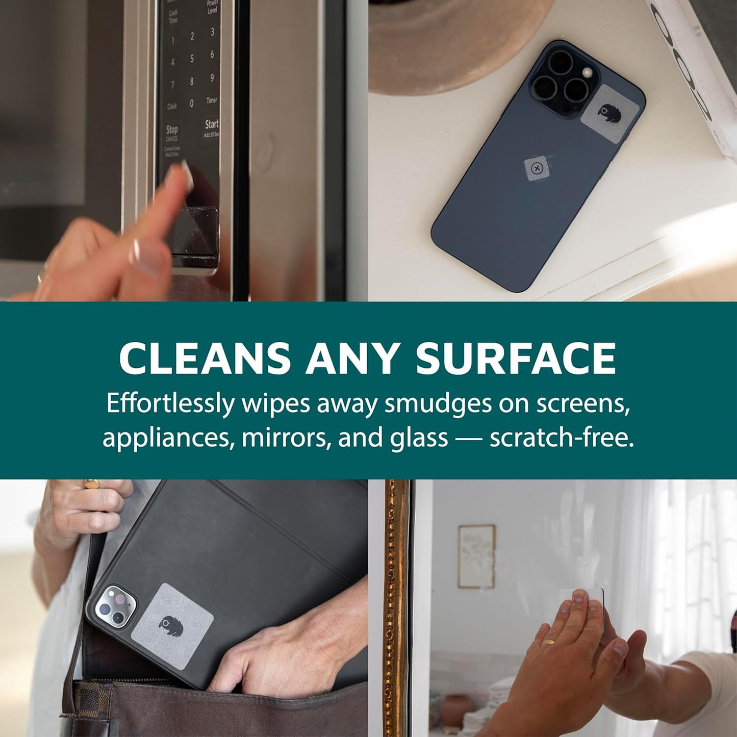 KUVRD Waterbear - Universal Screen Cleaners - Teeny Tiny Cleaning Tools for Your Lenses & Screens, Family Pack (1 Patch Set, 1 Pad Set, 1 Phat Pack Set)