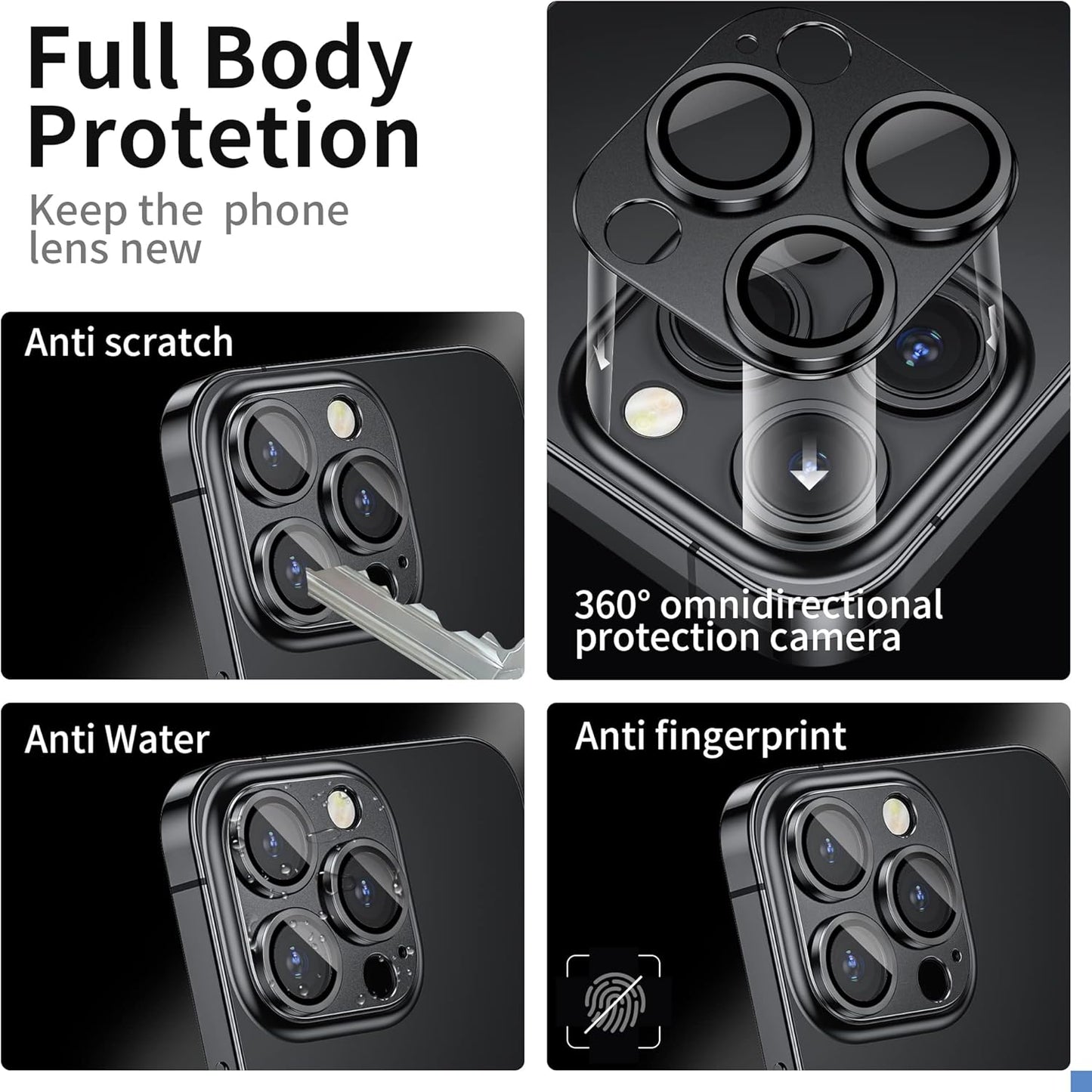 Camera Lens Protector for iPhone 14 Pro/iPhone 14 Pro Max, Alloy Metal Camera Cover with Tempered Glass Screen Protector Accessories,Purple and Black