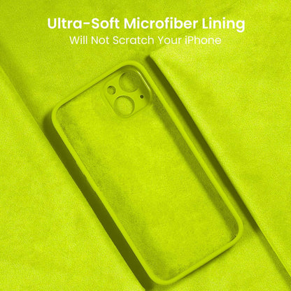 FireNova Designed for iPhone 15 Case, Silicone Upgraded [Camera Protection] Phone Case with [2 Screen Protectors], Soft Anti-Scratch Microfiber Lining Inside, 6.1 inch, Fluorescent Green