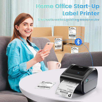 Bluetooth Shipping Label Printer 4x6 - D450BT Thermal Label Printer for Shipping Packages, Small Business, Home, Office, Compatible with Amazon, Ebay, Tiktok, Etsy, USPS