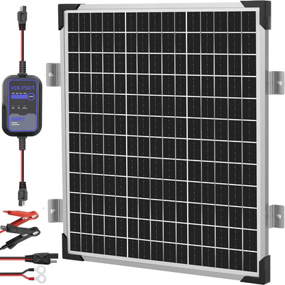 Solar Panel Kit 50W 12V with MPPT Controller, Solar Battery Trickle Charger Maintainer, Waterproof Solar Panel with Adjustable Mount Bracket for Boat RV Motorcycle Marine