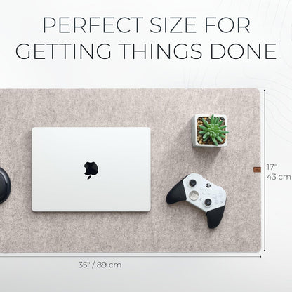 Nordik Large Felt Desk Mat – Stone Oat Beige – 35 x 17 inch – Computer Desk Mat – Keyboard and Mouse Pad – Large Desktop Felt Pad