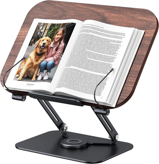 Book Stand for Reading, 360° Adjustable Book Holder, Foldable Book Holder Stand, Cookbook Stand, Textbook Stand, Bible Stand, Music Scores Stand, Laptop Stand, Tablet Stand