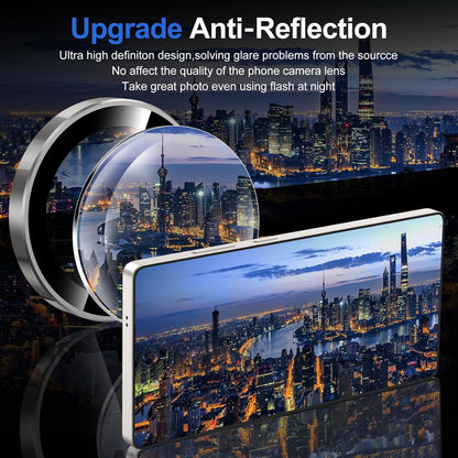 for Samsung Galaxy S25 Ultra Camera Lens Protector, Individual Metal Ring Tempered Glass Lens Cover, [Strong Adsorption] Scratch Resistant Ultra-Thin HD Clear Lens Cover, 1 Set-Gray Ring