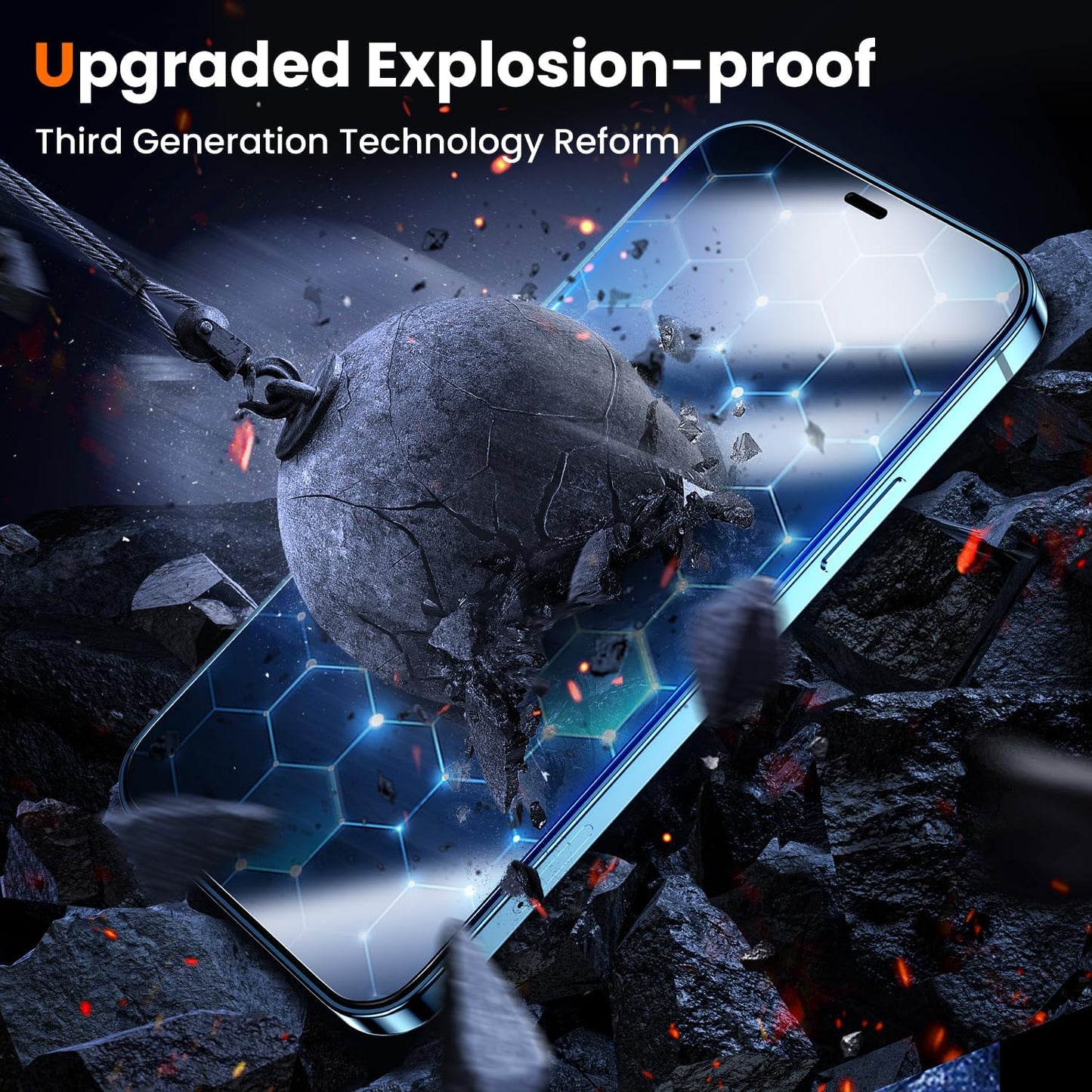 UniqueMe for iPhone 12 / iPhone 12 Pro Screen Protector - [Military Grade Shatterproof & 9H+ Hardness] Screen Protector 12 Pro Tempered Glass Full Coverage Protection, Easy Installation, 2 Packs