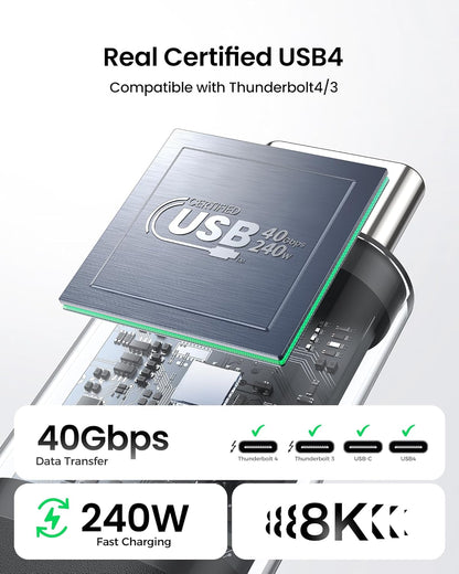 Silkland USB 4 Cable for Thunderbolt 4 Cable 3.3FT, 40Gbps Data Sync, 8K/5K USB C Monitor [USB-IF Certified] Netbraid-48 240W USB C Thunderbolt, Compatible for SSD, MacBook, iPad,Docking