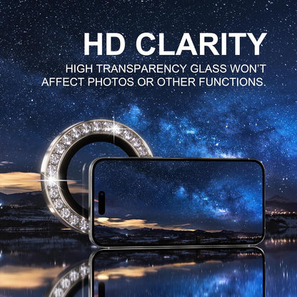 Choiche Compatible for iPhone 16 Pro/iPhone 16 Pro Max Camera Lens Protector Bling, 9H Tempered Glass Camera Cover Screen Protector Metal Ring Decoration Accessories (Diamond-Titanium Desert)