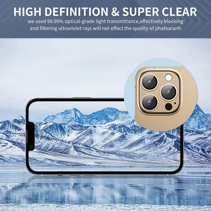 Camera Lens Protector for iPhone 14 Pro/iPhone 14 Pro Max, Alloy Metal Camera Cover with Tempered Glass Screen Protector Accessories,Case Friendly,Scratch Resistant,Easy to Install -Gold