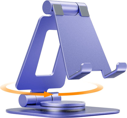 Nulaxy Rotatable Cell Phone Stand, Fully Adjustable Foldable Desktop Phone Holder Cradle Dock, Thick Case Friendly, Compatible with All Phones, Nintendo Switch, Purple