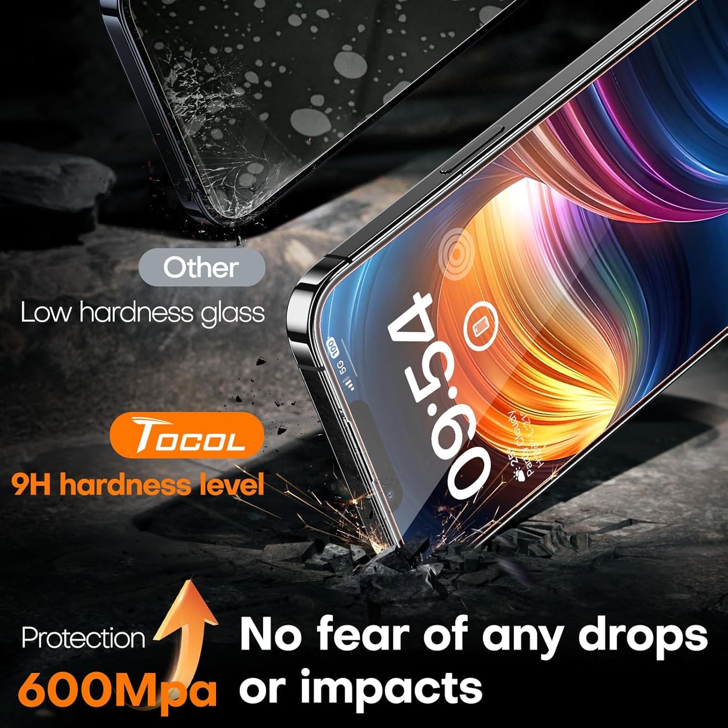 TOCOL for iPhone 12 Pro Max Screen Protector 9H Hardness Military Grade Shatterproof HD Tempered Glass Full Coverage Easy Installation Case Friendly 2 Pack