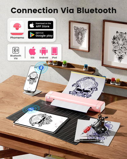 Phomemo Inkless Portable Printer for Travel - Wireless Thermal Printer Compatible with Phone & Laptop, Bluetooth Printers Supports 8.5" X 11" Letter Thermal Paper, Come with Carry Case