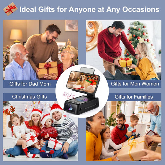Gifts for Men Women, Cell Phone Stand with Bluetooth Speaker Led Light, Unique Gifts for Dad Him Husband Boyfriend, Cool Gadget Compatible with iPhone/Android, Ideal Gifts for Christmas
