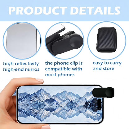 Mirror Effect Lens, Smartphone Camera Mirror Reflection Clip Kit Phone Camera Shooting Reflection Mirror Adjustable HD Glass Smartphone Photography Flip Mirror for All Phones (White+Black)