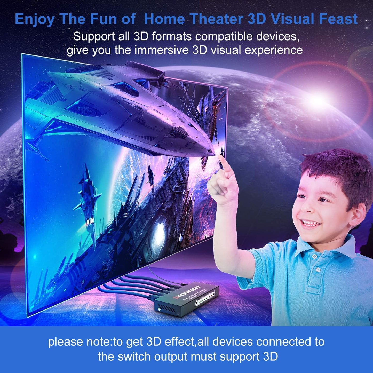 HDMI 2.0 Switch 5 Port 4K@60Hz Auto-Switching – 5 in 1 Out with Remote, HDR10, 3D, Ultra HD for PS5/Xbox/PC/Fire TV, Zero Delay