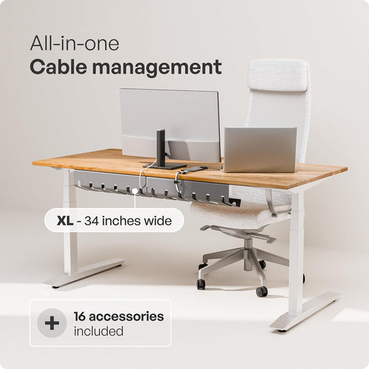 PAMO Cable Management Under Desk for Easy mounting Under-Table I Set of 2 - with 10X Cable Ties I Desk Organizer for Office/Home Office Table Thoughtful Cable Tray Holder