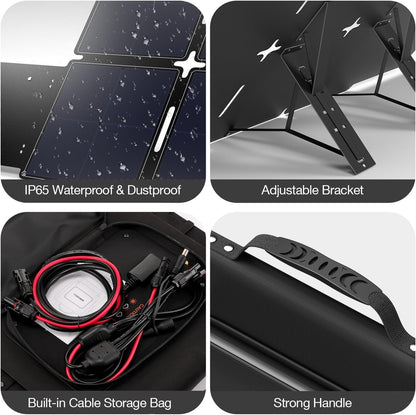 GRECELL 240W Portable Solar Panel for Power Station, Ultra Light Foldable Solar Panel Kit, 25% High Efficiency, IP65 Waterproof, Solar Charger for Outdoor Camping RV Boat Home Backup Power, Off-Grid