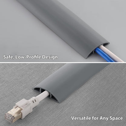 ZhiYo 10ft Cord Covers for Wires on Floor, Cord Hider Floor Hide Extension Cords, Soft PVC Cable Cover Cable Protector, Cable Cavity W0.62in H0.31in, Gray